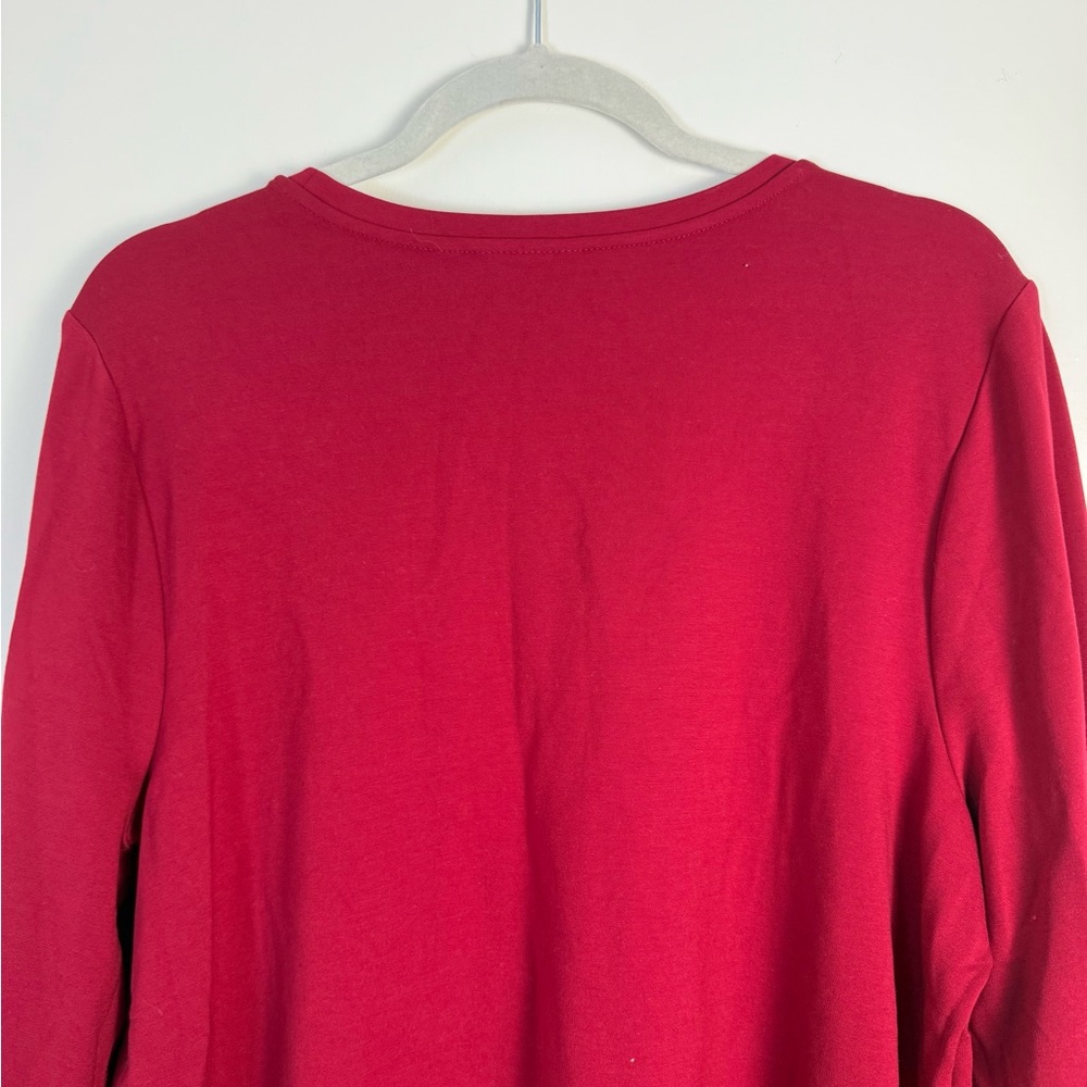 Chico Womens Red Allure Embellished Ponte Top sz 3X Cottagecore Stretch Casual - Picture 10 of 13